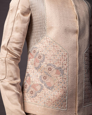 Pink kasuti butterfly nehru jacket set