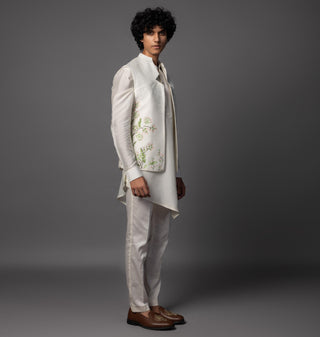 White the bird house nehru jacket with kurta and pajama