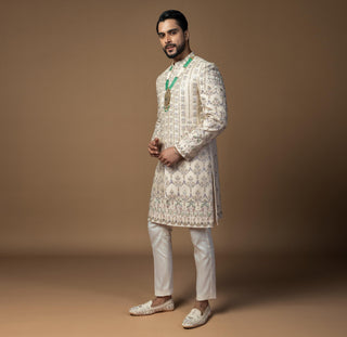 Pink bariki sherwani set