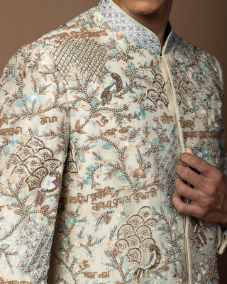 Ivory bageecha sherwani set