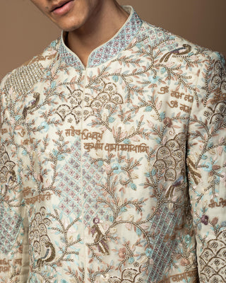 Ivory bageecha sherwani set