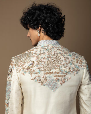 Ivory bageecha sherwani set