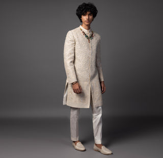 Yellow andarmahal sherwani set