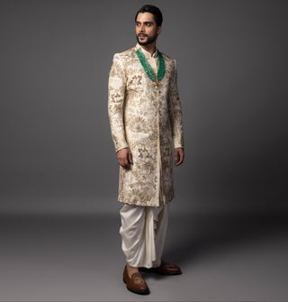 Ivory rainforest sherwani set