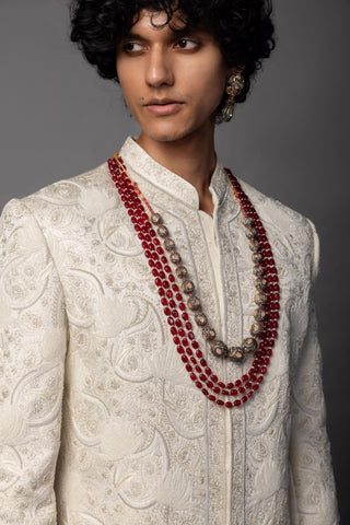 Ivory pichwai sherwani set