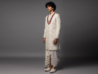 Ivory pichwai sherwani set