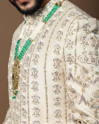 Pink bariki sherwani set