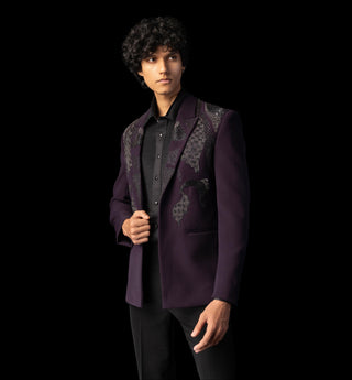 Purple bloom open tuxedos with black trouser