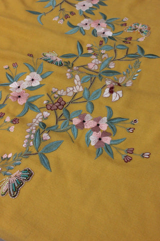 Stole Indian Wedding - Yellow Garden Diary Fine Merino Wool by Mauli