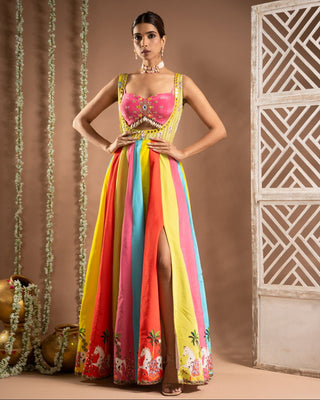 Multicolor horse print indo dress