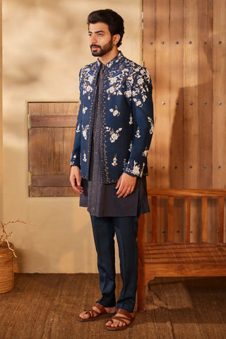 Midnight blue indo jacket set