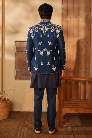Midnight blue indo jacket set