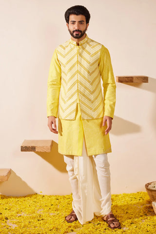 Lime yellow waist coat set