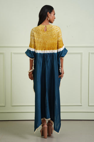 Kaftan Resort Wear - Blue Shibori Tissue Kaftan by Twenty Nine
