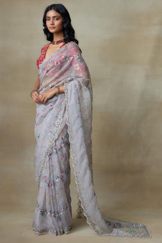 Gray Saree Set for Indian Wedding – Albatross by Shasha Gaba