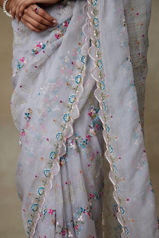 Gray Saree Set for Indian Wedding – Albatross by Shasha Gaba