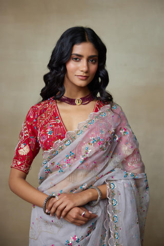 Gray Saree Set for Indian Wedding – Albatross by Shasha Gaba