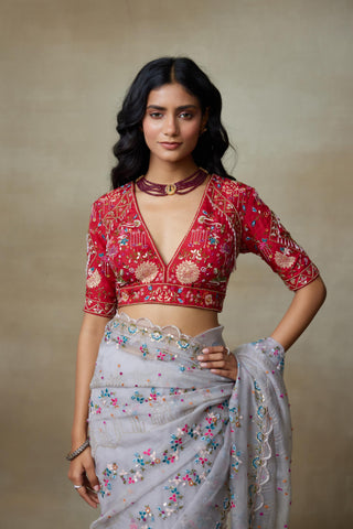 Gray Saree Set for Indian Wedding – Albatross by Shasha Gaba