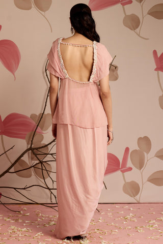 Pink amaryllis under bloom peplum top set