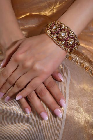 Bracelet for Indian Weddings – Pink Shahi Hastika by Amraani