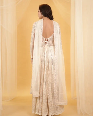 Ivory mirror anarkali set