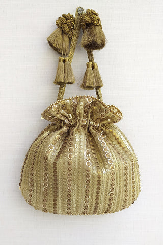Gold antique sequin potli bag