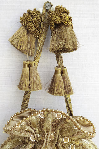 Gold antique sequin potli bag