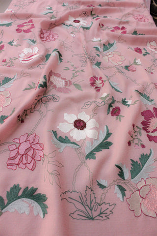 Stole Indian Wedding Wear - Pink Perfect Bloom Pure Cashmere by Mauli