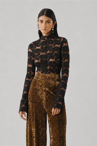 Velvet Pants - Indian Wedding -  Brown Ascent Ajrakh by Aroka