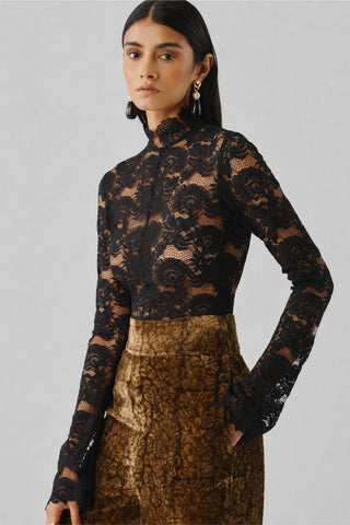 Black lace bodysuit - Contemporary Wear - Ascent Muse Bodysuit by Aroka
