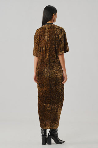 Printed velvet dress - Contemporary Wear - Bronze Hour T-Shirt Dress by Aroka