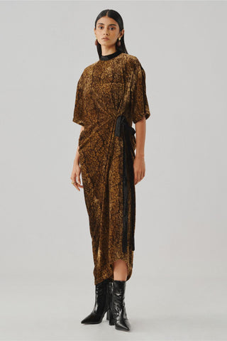 Printed velvet dress - Contemporary Wear - Bronze Hour T-Shirt Dress by Aroka