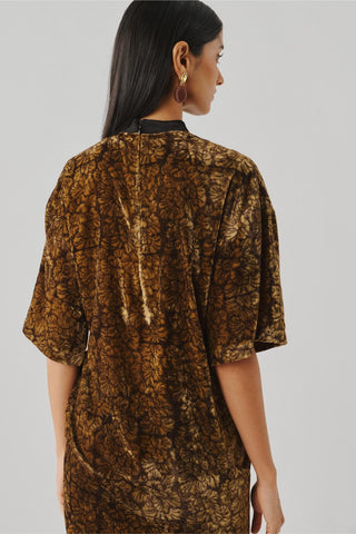 Printed velvet dress - Contemporary Wear - Bronze Hour T-Shirt Dress by Aroka