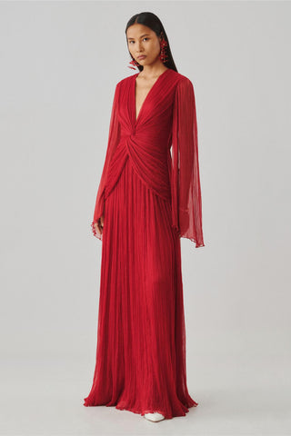 Red designer gown - Contemporary Wear - Ada Ruched Gown by Aroka