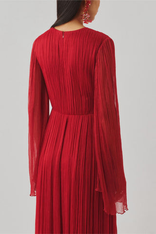 Red designer gown - Contemporary Wear - Ada Ruched Gown by Aroka