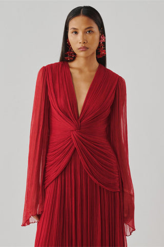 Red designer gown - Contemporary Wear - Ada Ruched Gown by Aroka