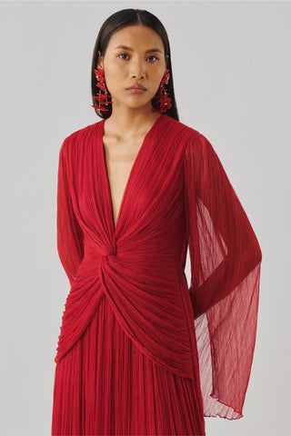 Red designer gown - Contemporary Wear - Ada Ruched Gown by Aroka