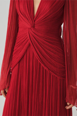 Red designer gown - Contemporary Wear - Ada Ruched Gown by Aroka