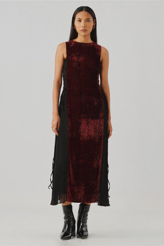 Ajrakh Velvet Dress - Indian Wedding - Cherry Maroon Ascent by Aroka