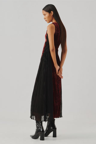 Ajrakh Velvet Dress - Indian Wedding - Cherry Maroon Ascent by Aroka