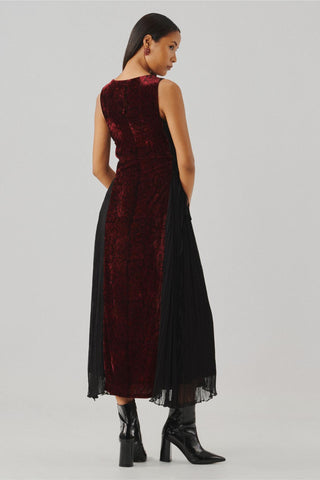 Ajrakh Velvet Dress - Indian Wedding - Cherry Maroon Ascent by Aroka