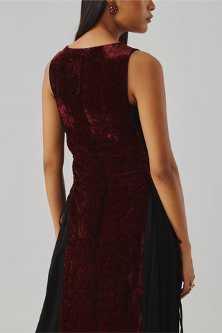 Ajrakh Velvet Dress - Indian Wedding - Cherry Maroon Ascent by Aroka