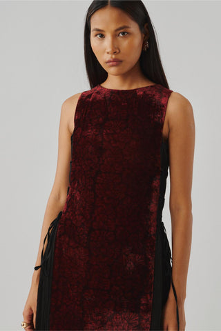 Ajrakh Velvet Dress - Indian Wedding - Cherry Maroon Ascent by Aroka
