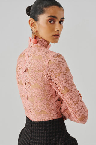 Pink lace bodysuit - Contemporary Wear - Ascent Muse Bodysuit by Aroka