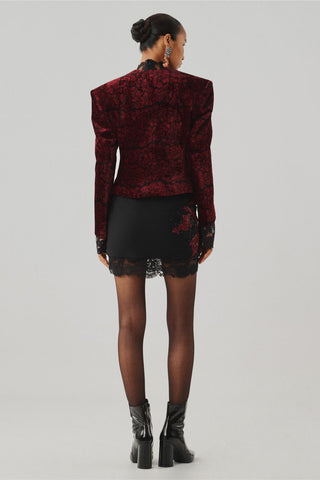 Ajrakh jacket skirt set - Indian Wedding - Maroon Ascent Jacket Skirt by Aroka