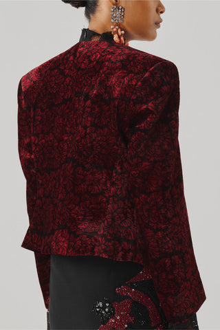 Designer Jacket - Indian Wedding - Maroon Highland Bloom Ajrakh by Aroka