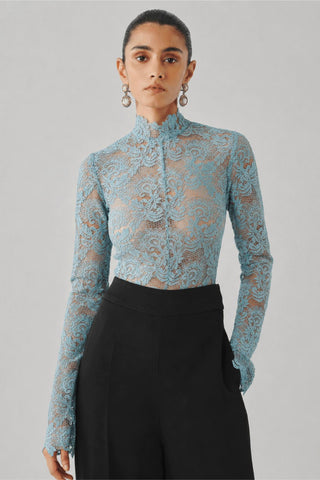 Blue lace bodysuit - Contemporary Wear - Ascent Muse Bodysuit by Aroka
