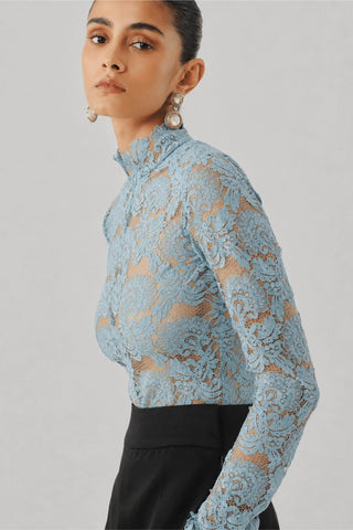Blue lace bodysuit - Contemporary Wear - Ascent Muse Bodysuit by Aroka