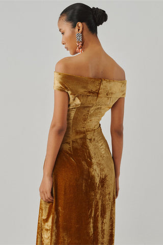 Off shoulder gown - Indian Wedding - Molten Off-Shoulder Gown by Aroka
