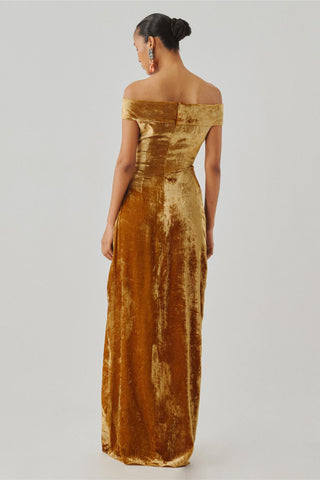 Off shoulder gown - Indian Wedding - Molten Off-Shoulder Gown by Aroka